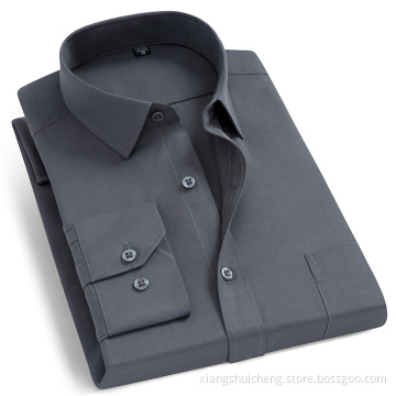 Dark Grey Dress Clothes Long Sleeve Men's Shirts